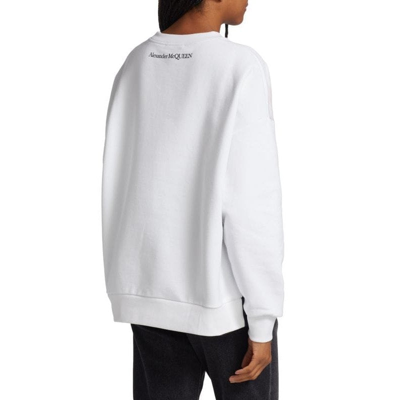 Alexander McQueen Anemone White Red Print Cotton Sweatshirt 46 / 12