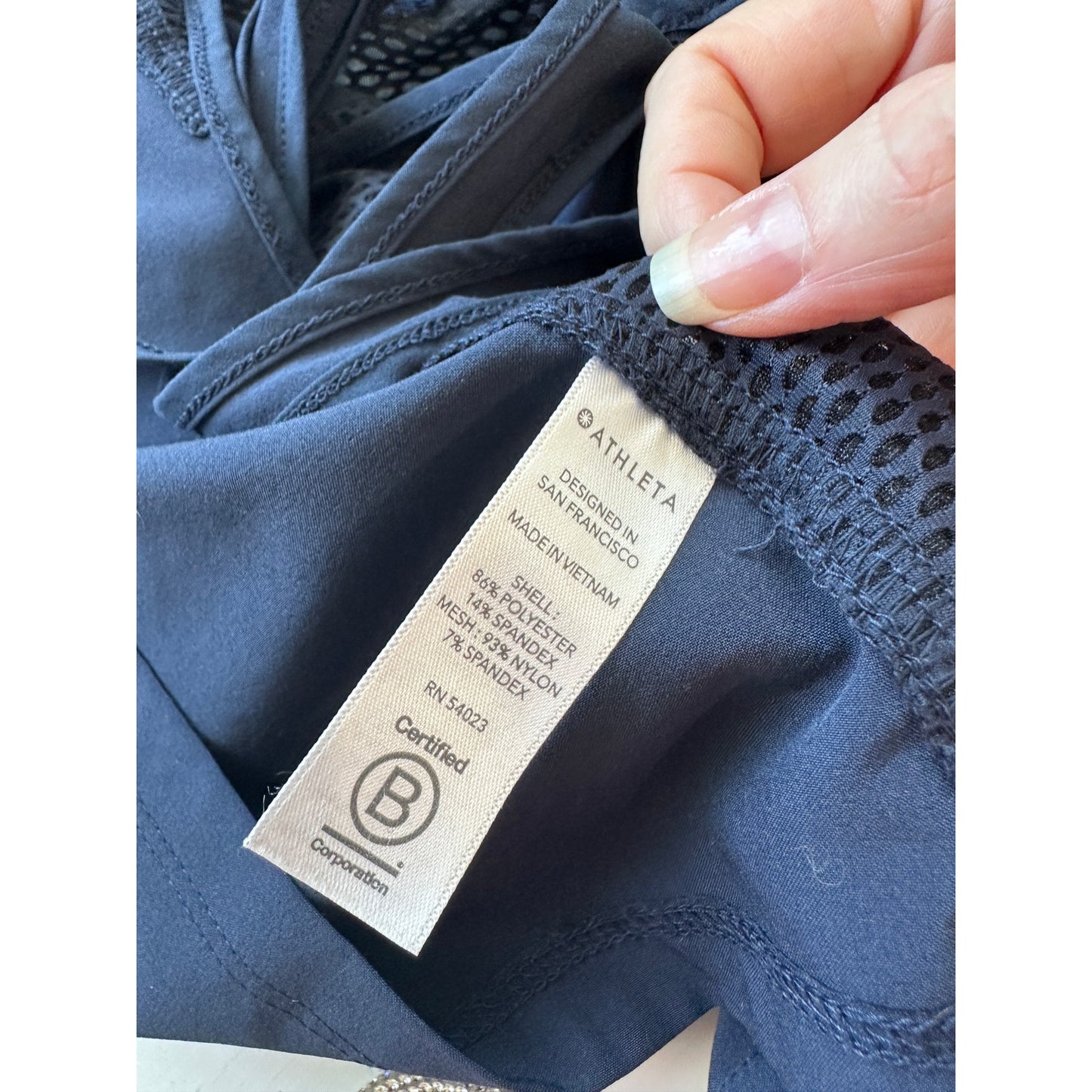 Athleta Navy Blue Mesh Racerback Tank Top XXS – Adjustable Sides Activewear