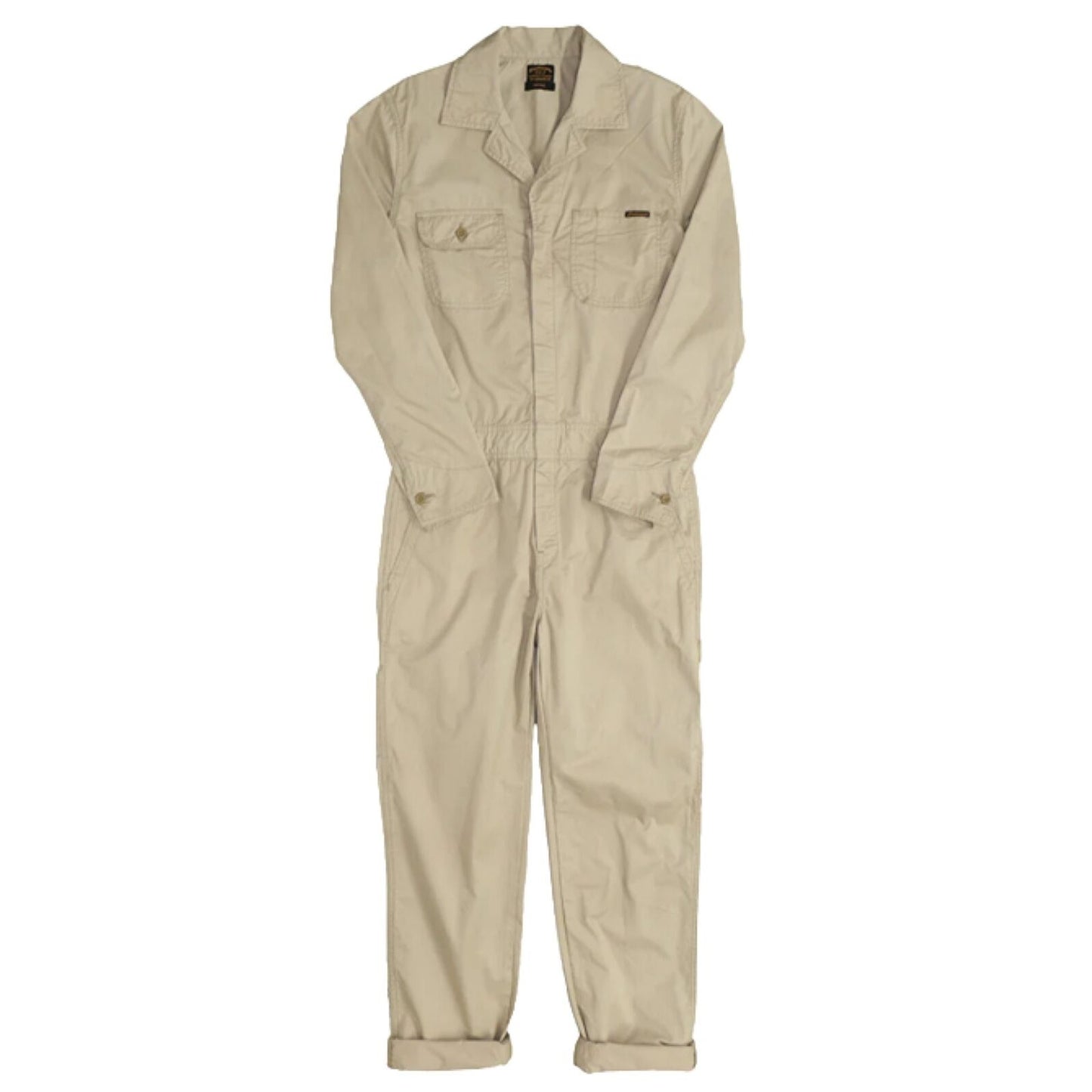 Civilianaire Khaki Twill Front-Zip Long Sleeve Pockets Utility Jumpsuit XS