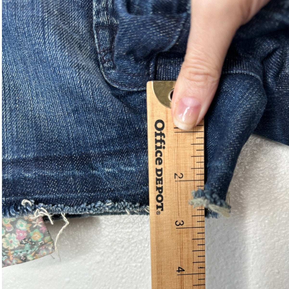 7 For All Mankind Dark Blue Distressed Low Rise Raw Hem Jean Shorts 29