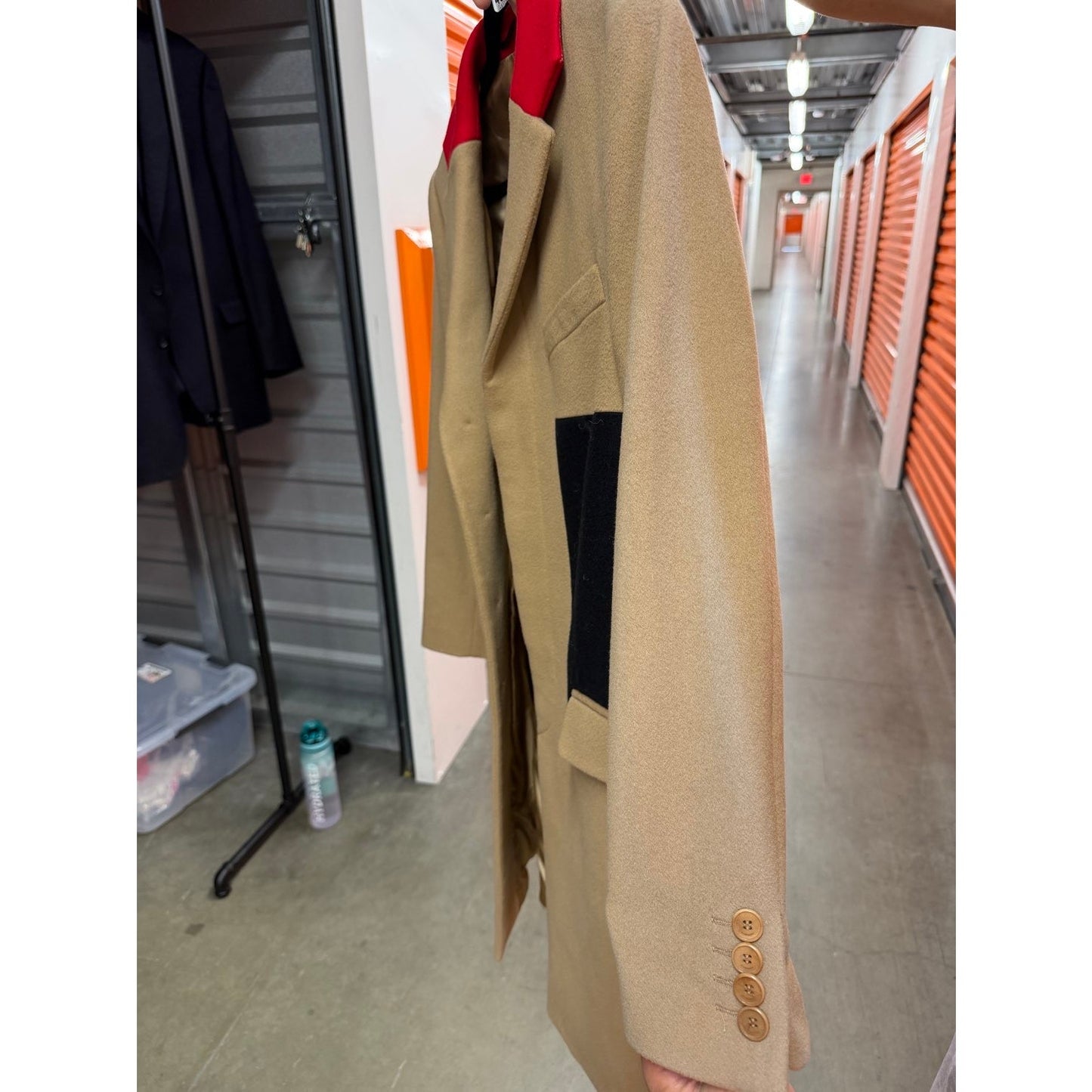 Givenchy Camel Tan Wool & Cashmere Blend Color Block Overcoat 48 / XXL