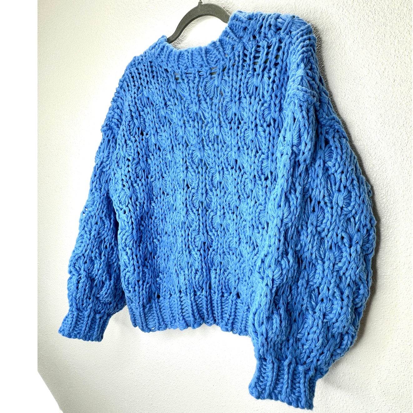 Vici Dusty Blue Chunky Knit Oversized Open Front Cardigan Sweater S