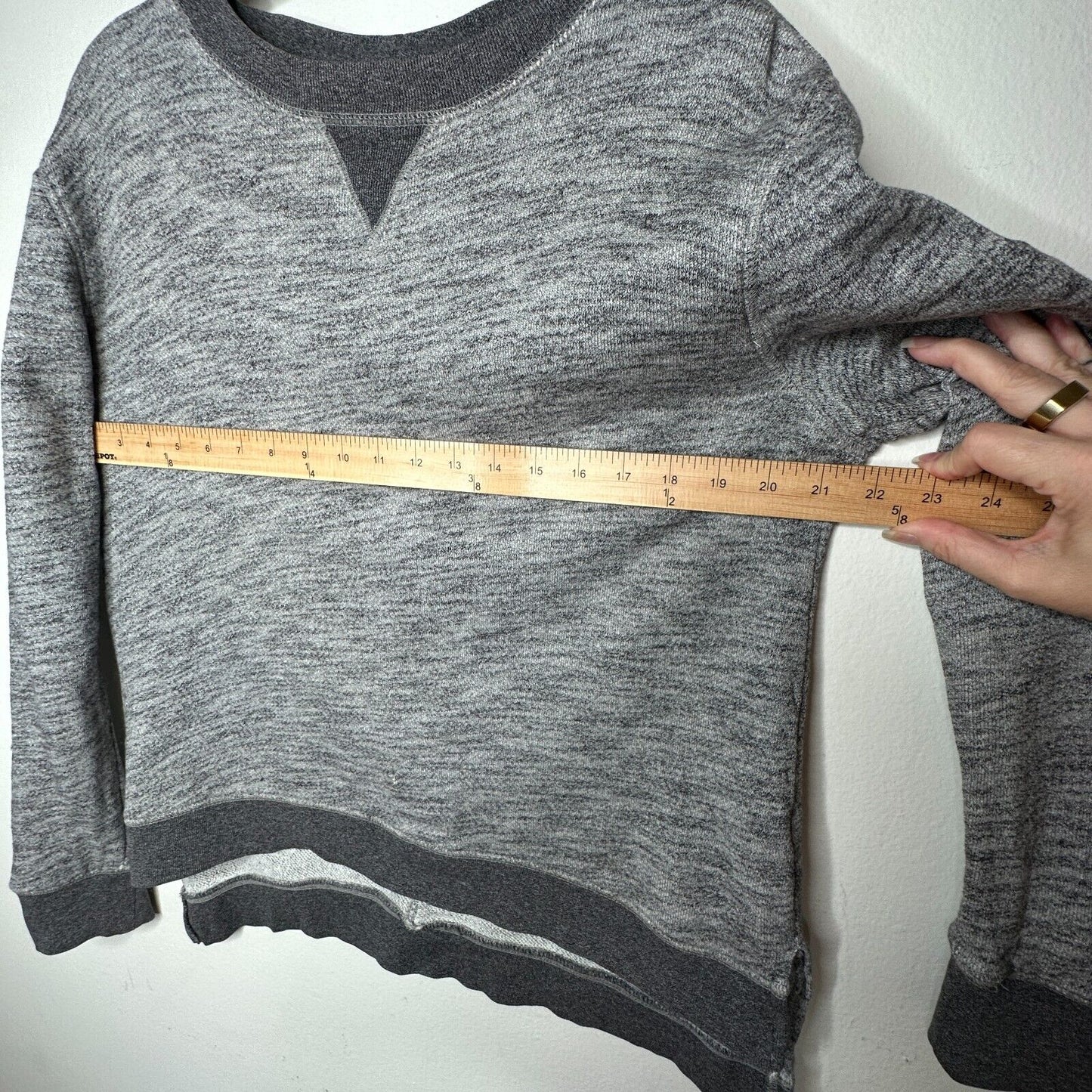 Rag & Bone Heather Gray Georgia Boxy Jumper Sweatshirt Dark Gray Trim S