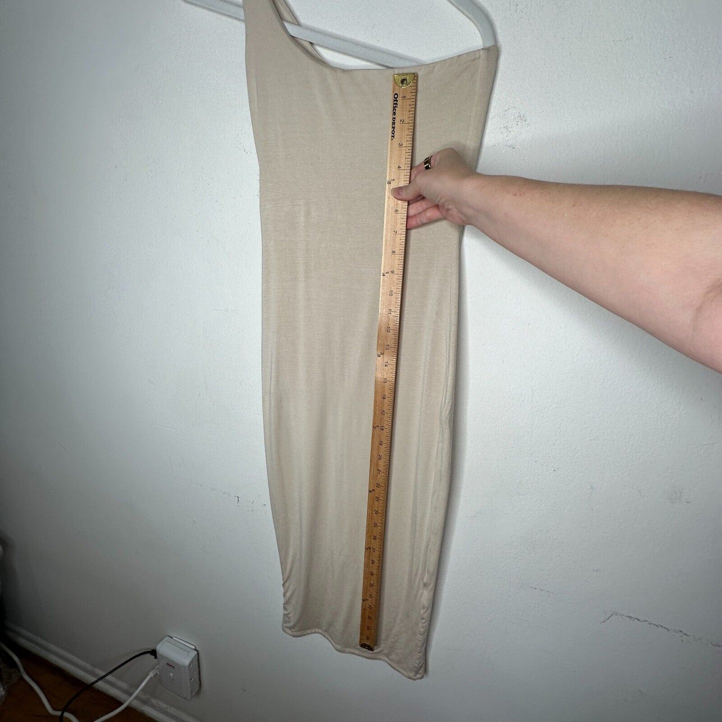 Re Ona Ivory Sophia One Shoulder Sexy Bodycon Knit Lined Midi Dress Medium