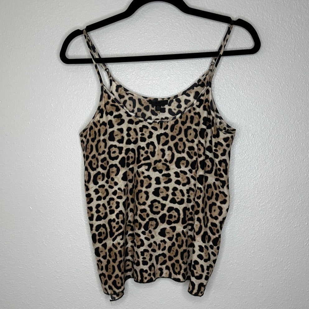 ATM Leopard Print Silk Charmeuse Spaghetti Strap Cami Top Small