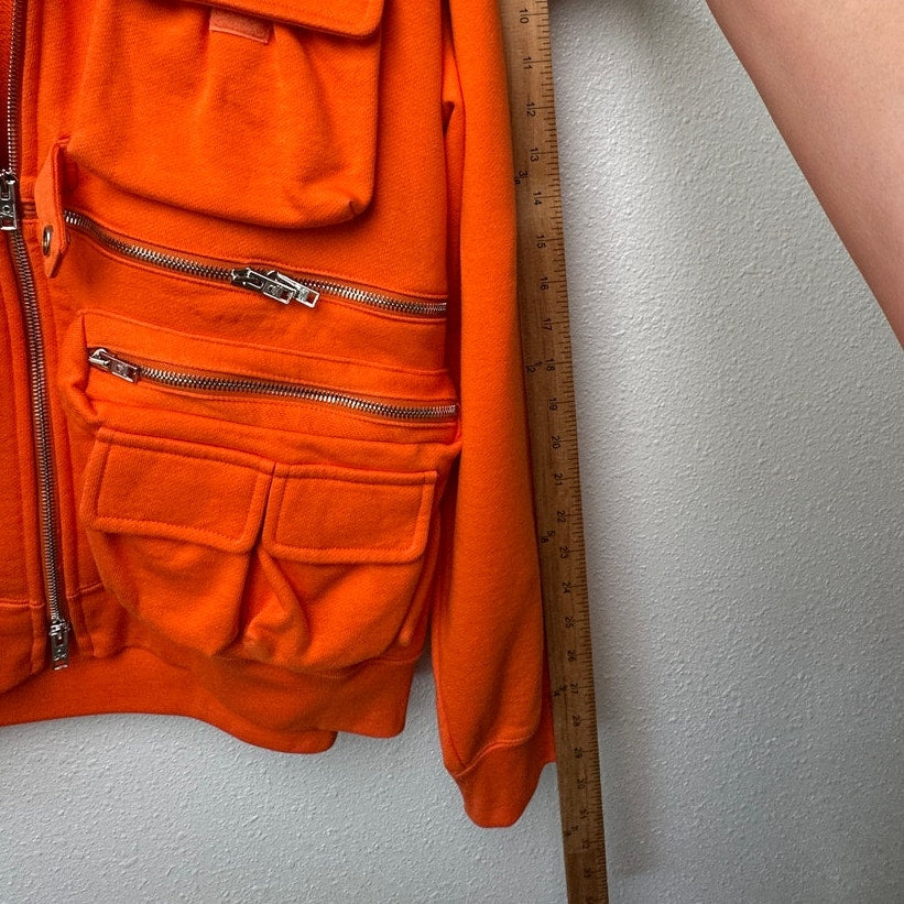 NWT Mastermind World Orange Multi-Pocket Utility Zip Hoodie Men’s M