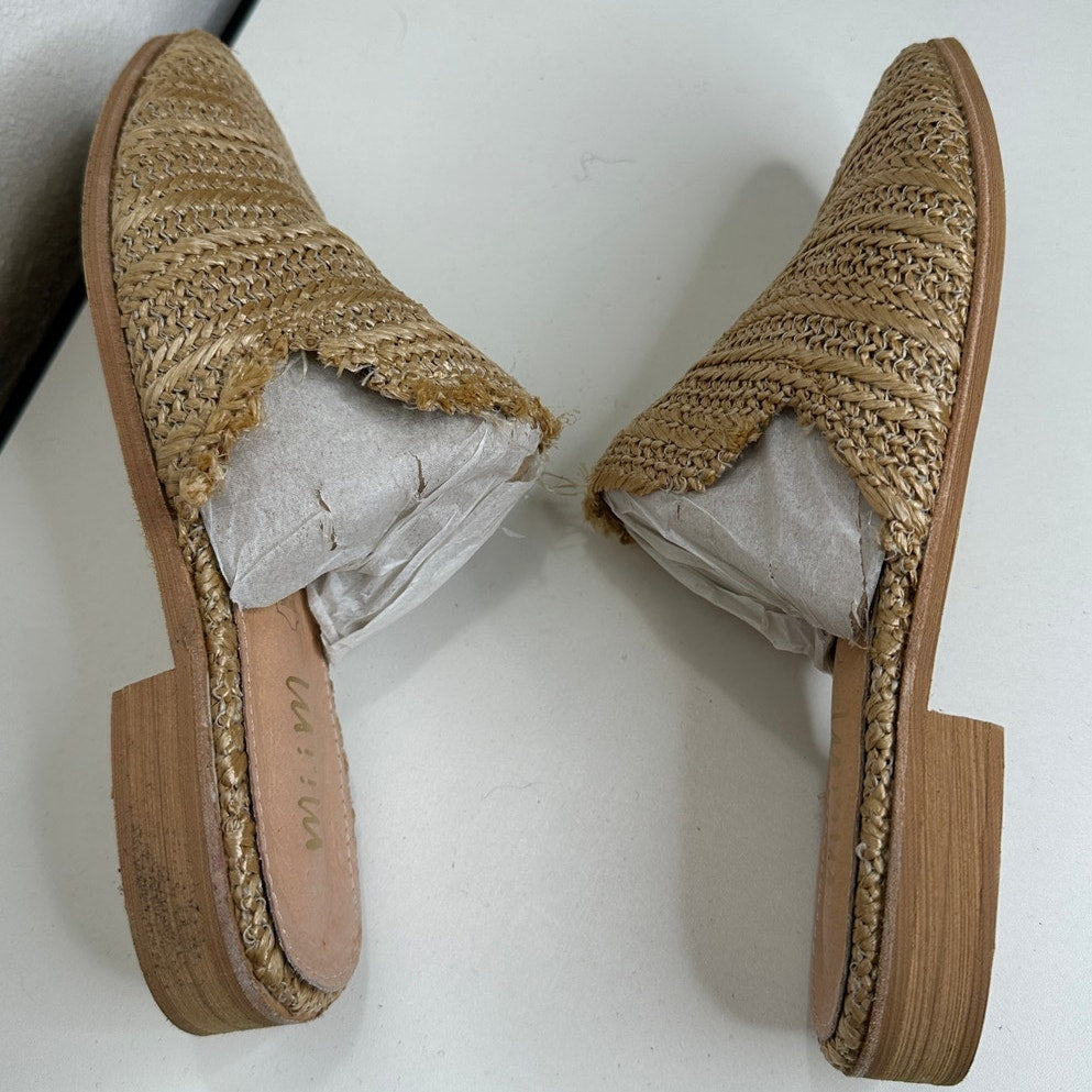 Mi.iM Ally Tan Pointed Toed Woven Textile Upper with Leather Sole Mule Flats 7