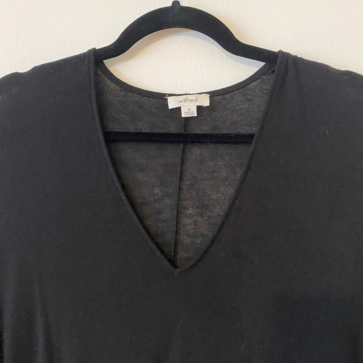 Aritizia Wilfred Black Thin Sheer Deep V-Neck Long Sleeve Sweater Jumper Top XS