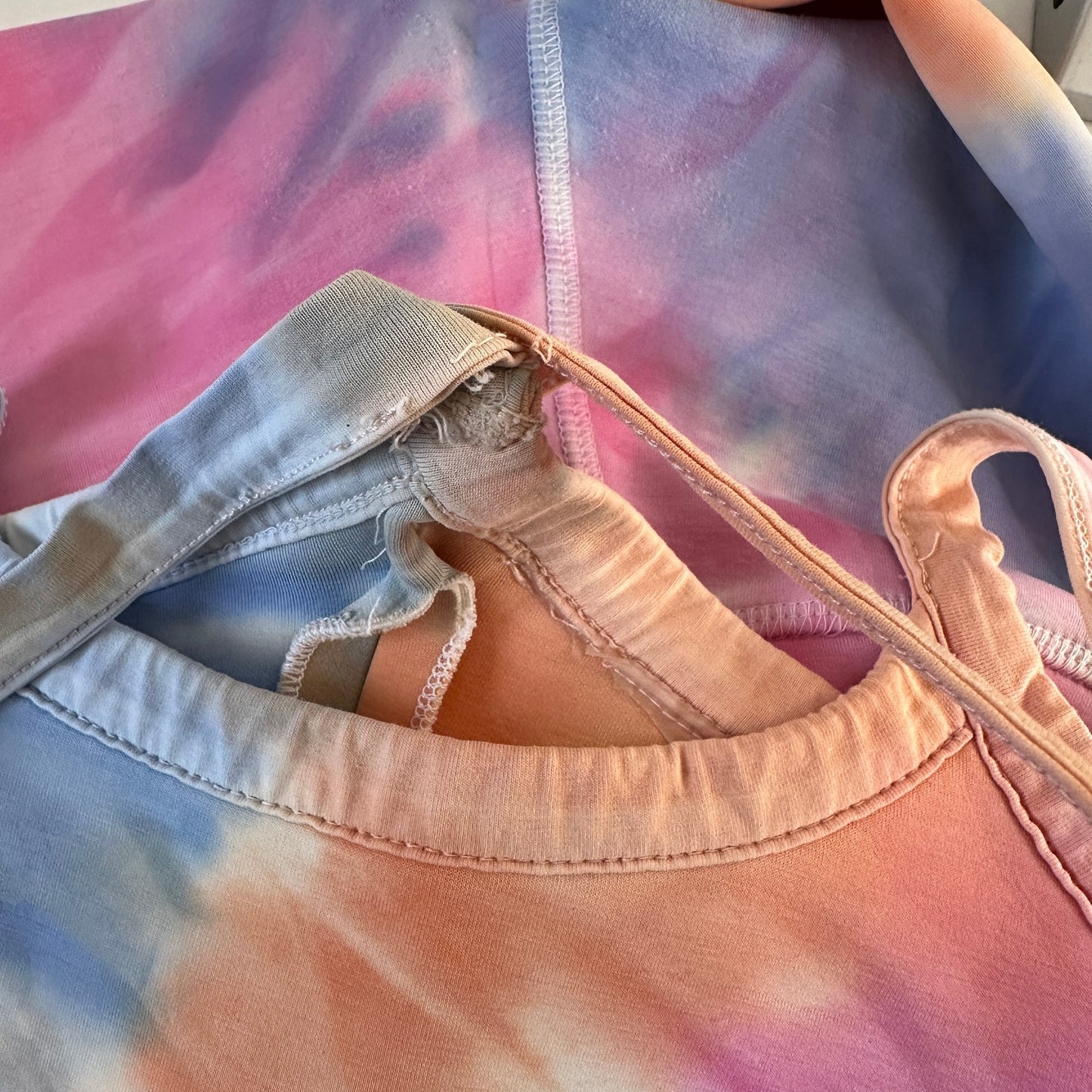Chaser Pastel Pink Blue Orange Tie Dye Yoga Pants & Matching Sports Bra XS