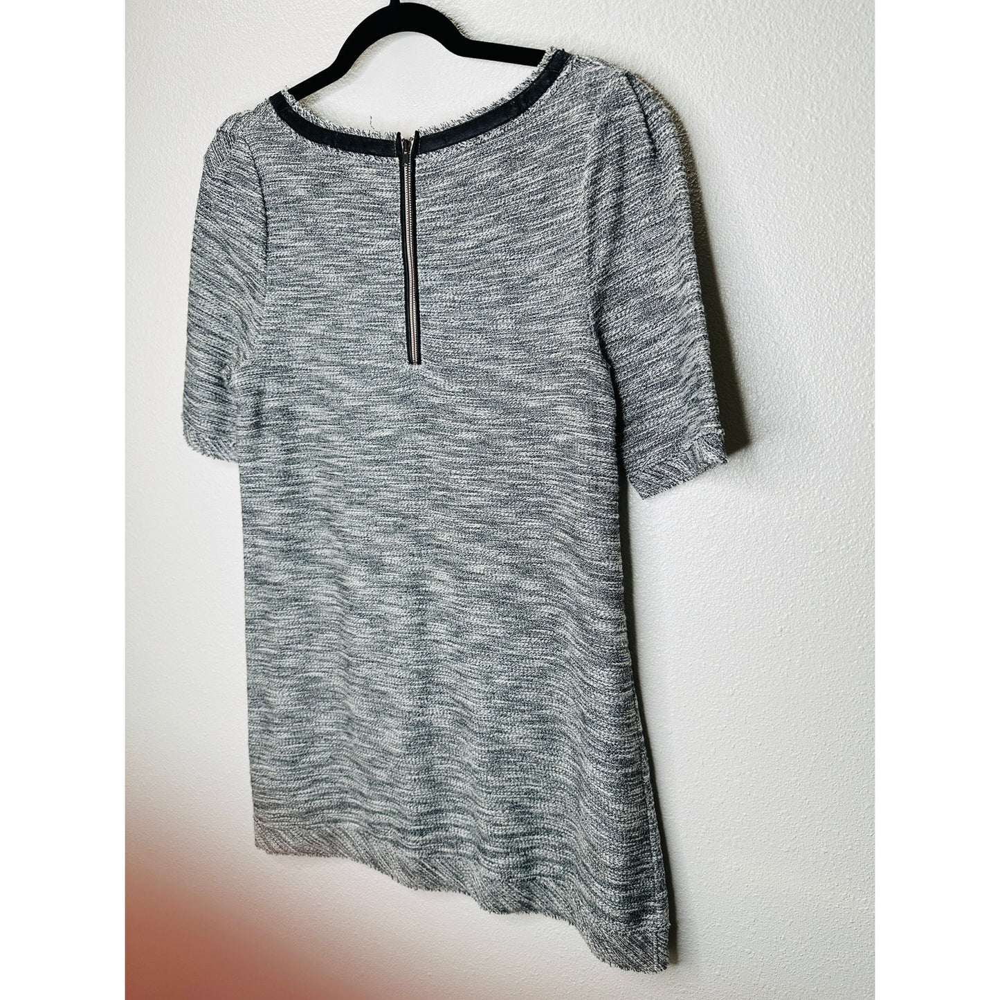 Anthropologie Postage Stamp Beverly Crochet Leather Trim Tunic Dress M