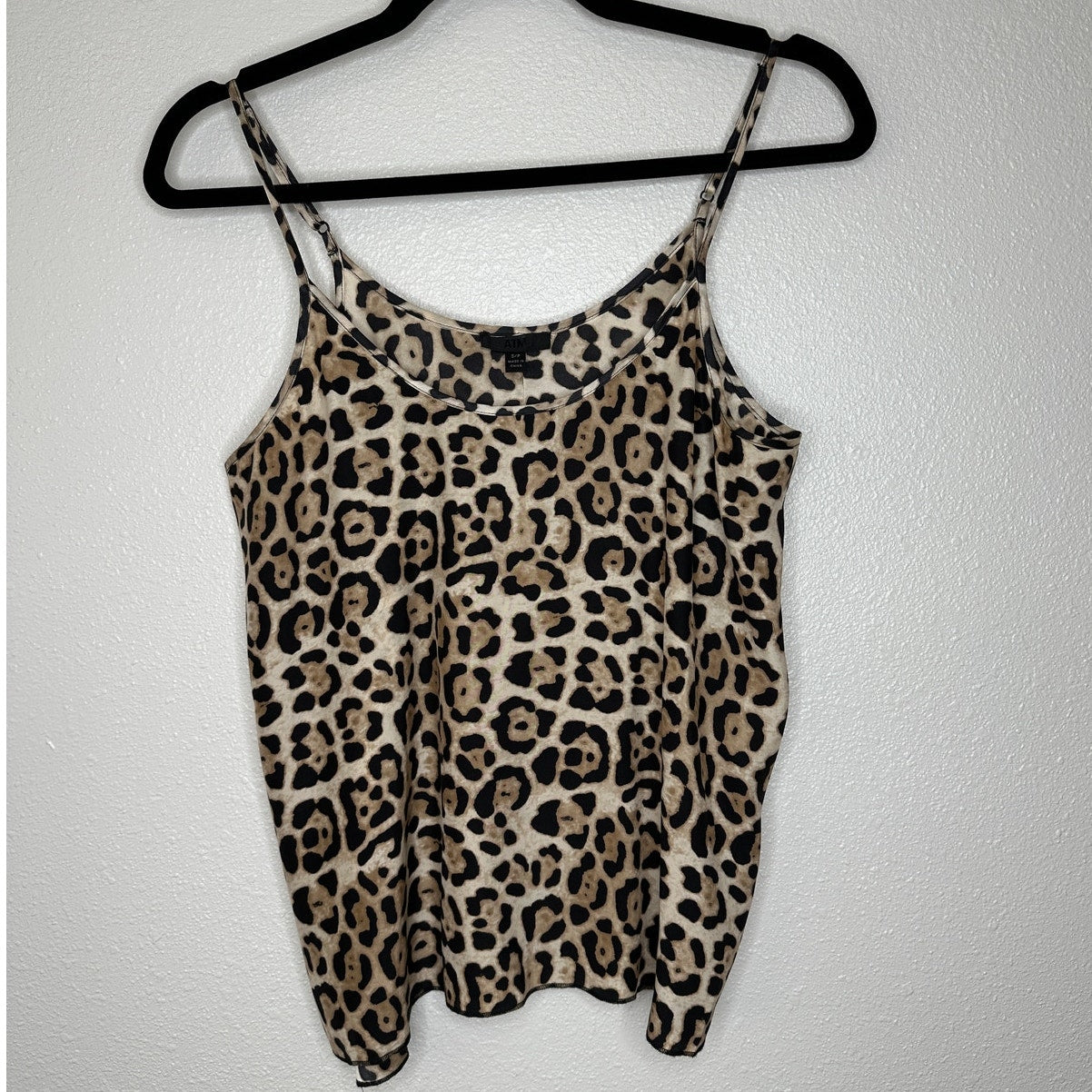ATM Leopard Print Silk Charmeuse Spaghetti Strap Cami Top Small