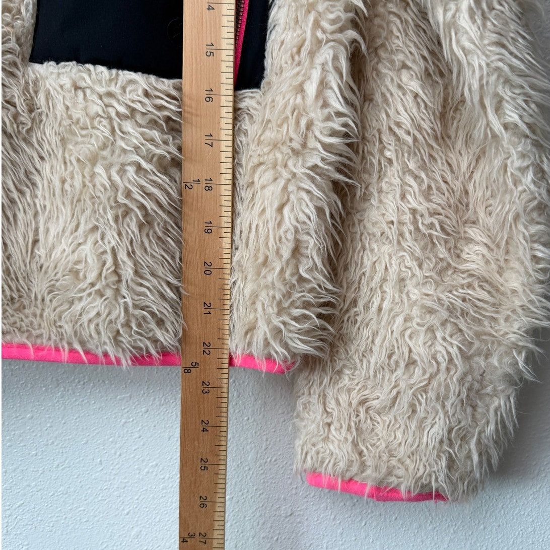 Stance Cream Sherpa Fuzzy Snap Button Pullover Jacket Size M