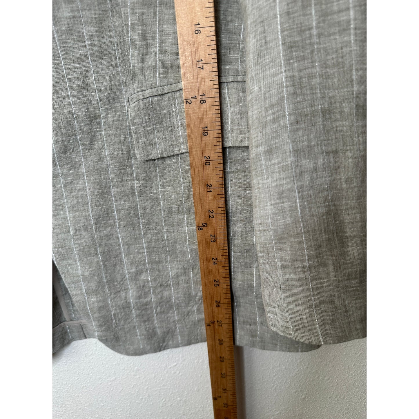 Brunello Cucinelli 100% Linen Beige Silver Stripe Button Blazer 46 / 14