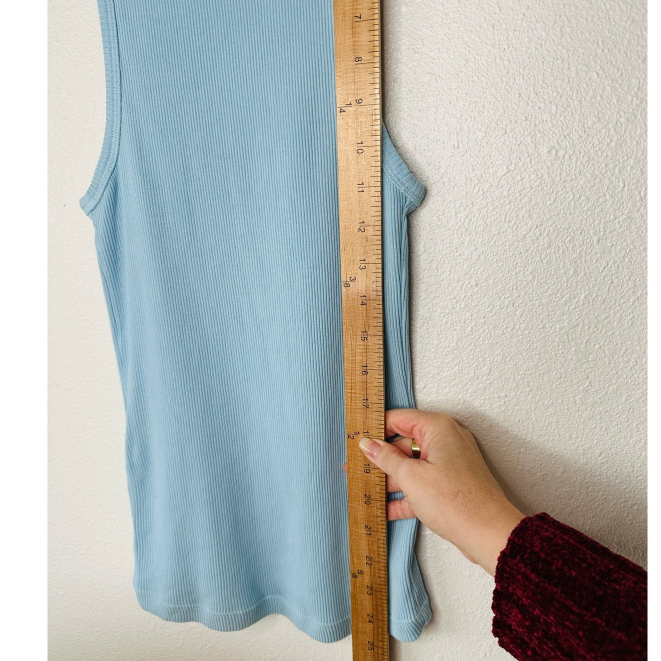 7 For All Mankind Baby Blue High Neck Ribbed Tank Top M