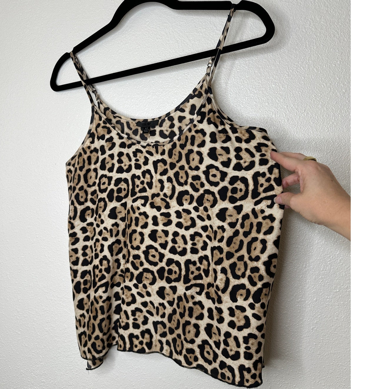 ATM Leopard Print Silk Charmeuse Spaghetti Strap Cami Top Small