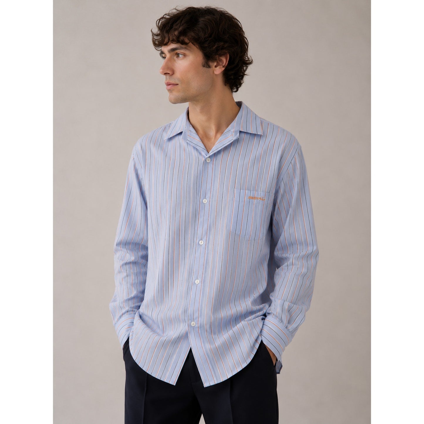 NWT Marni Camicia Organic Striped Cotton Poplin Iris Blue Collared Shirt 42 / 10