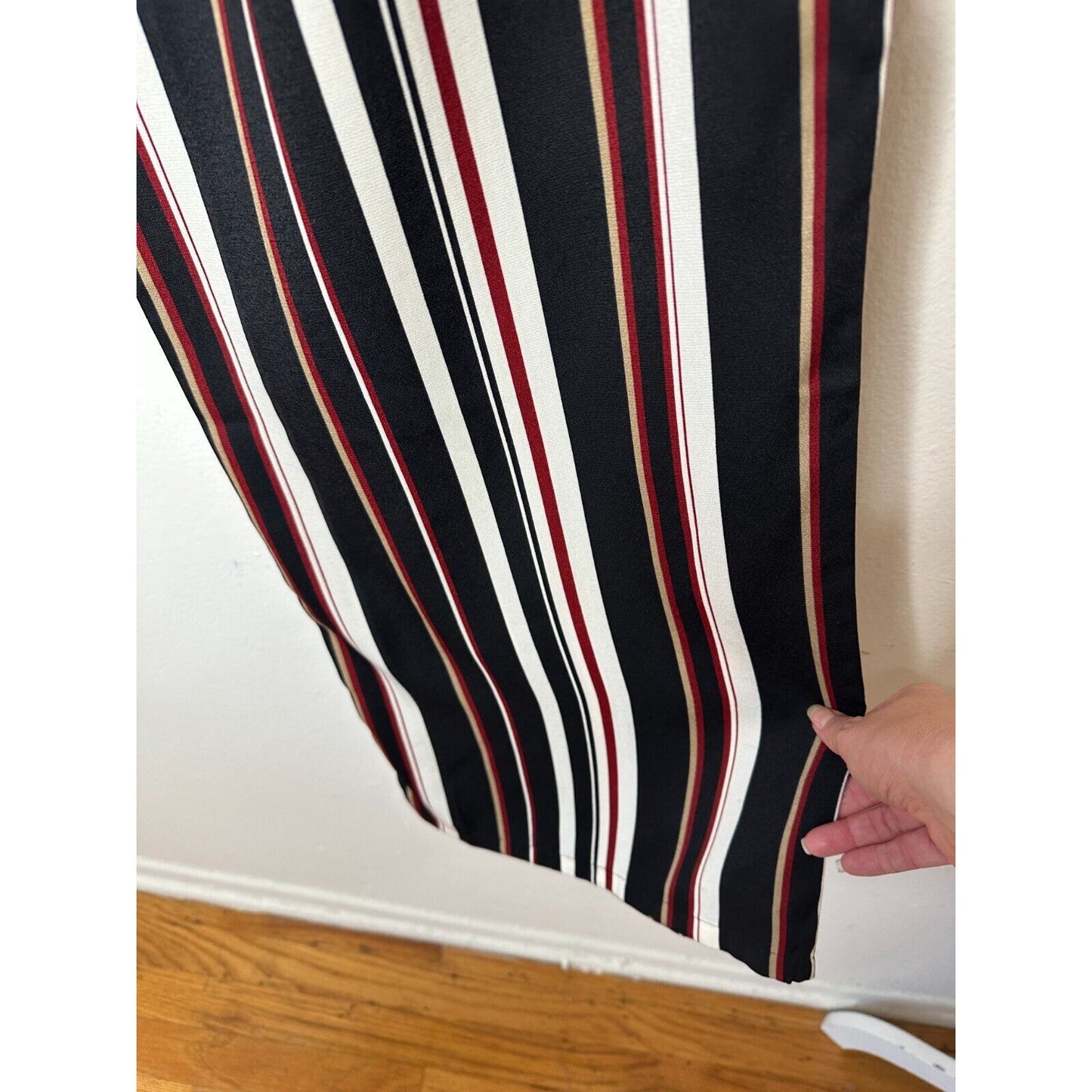 About Us Lenny Black Red White Stripe Pants Flare Trousers Back Zip Pockets L