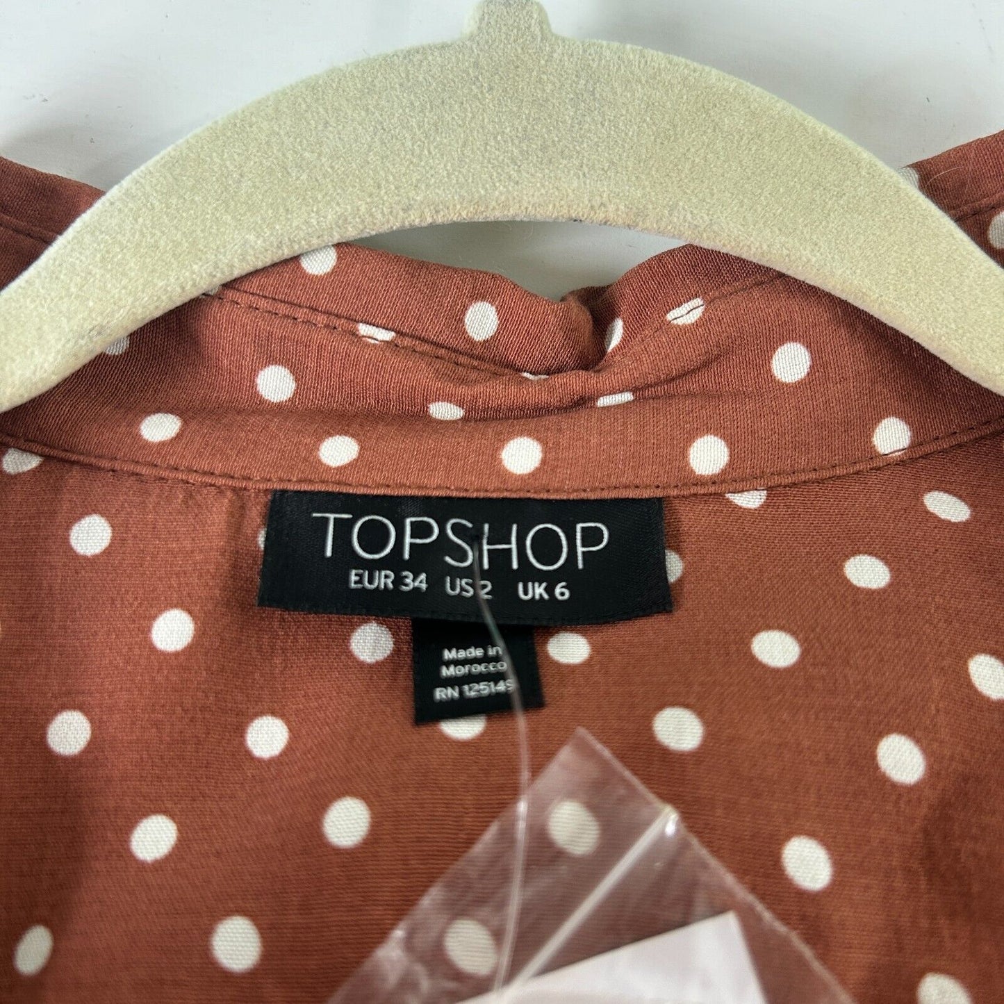 Topshop Brown Cream Polka-Dot 3/4 Sleeve Front Button Pleated Slit Maxi Dress 2