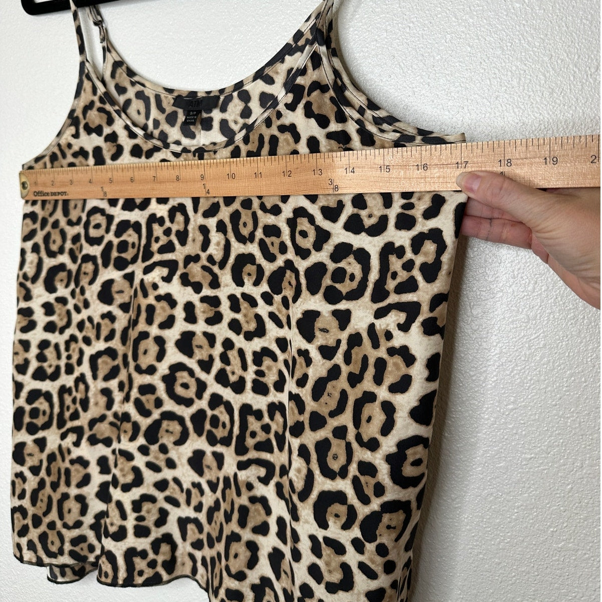 ATM Leopard Print Silk Charmeuse Spaghetti Strap Cami Top Small