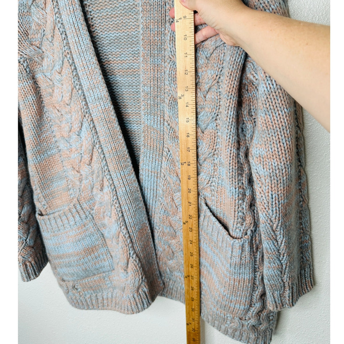 Gabriela Hearst Aguirre Blue Peach Cable Knit Cashmere Cardigan Sweater Large