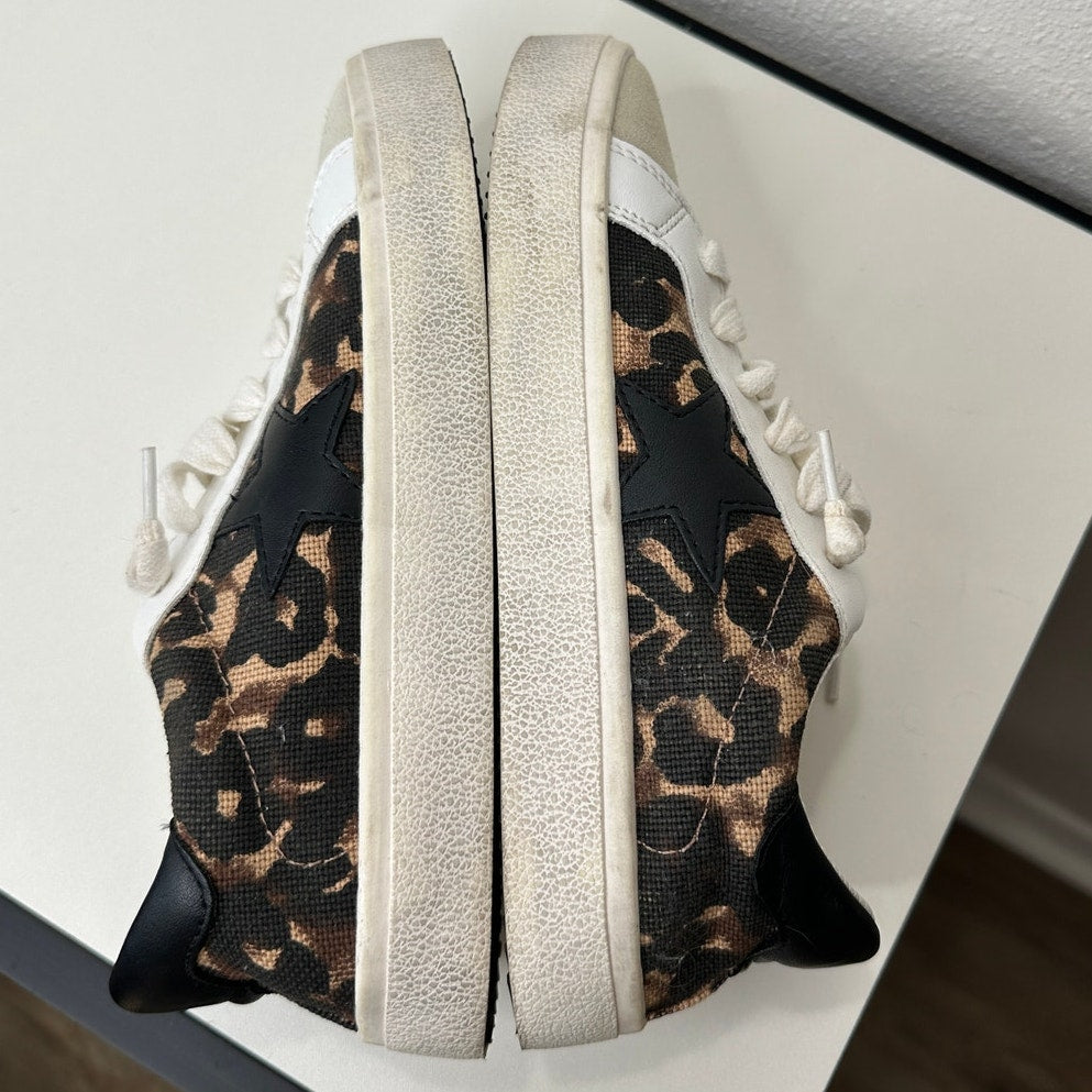 Steve Madden Philip Leopard Print Leather Sneakers Black Brown White 5