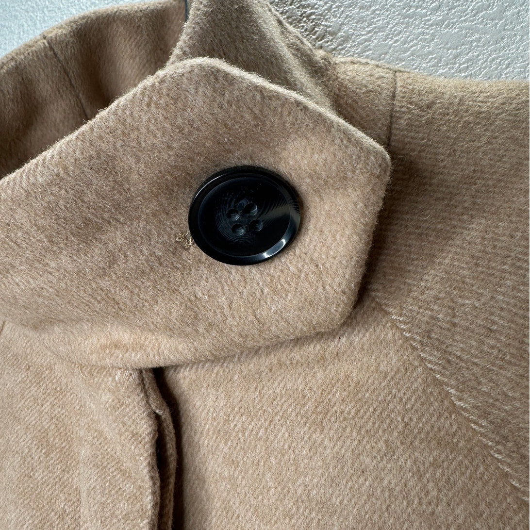 Zara Tan Fuzzy 3/4 Sleeve High Low Front Button Jacket Small