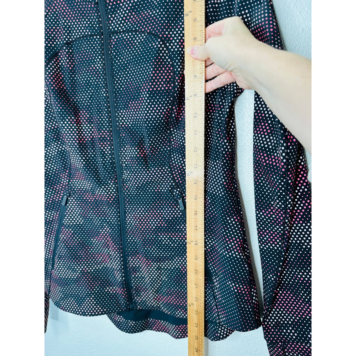 Lululemon Black Red Cream Polka Dot Camo Hooded Zip Front Jacket 6