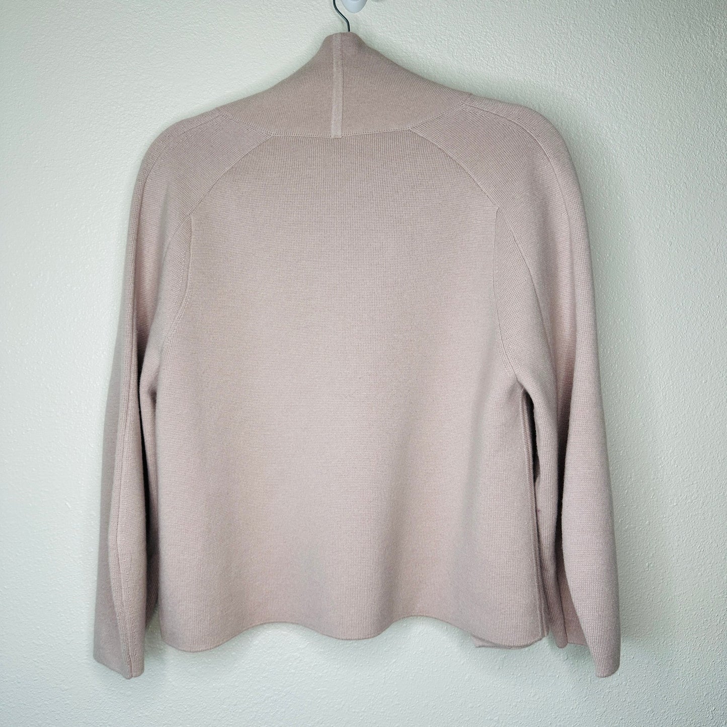 TSE Light Pink Magnetic Collared Cropped Cardigan Long Balloon Sleeves