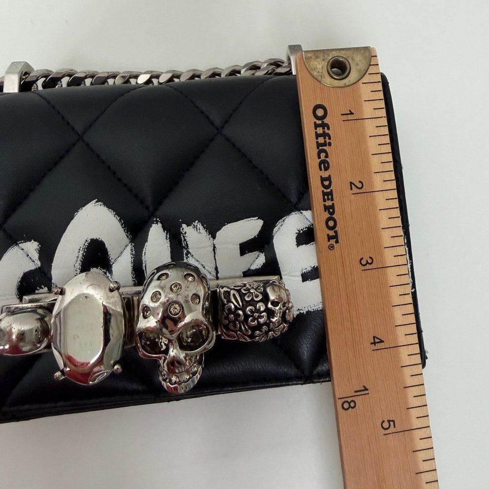 Alexander McQueen Mini Jewelled Satchel Graffiti Skull Crossbody Bag