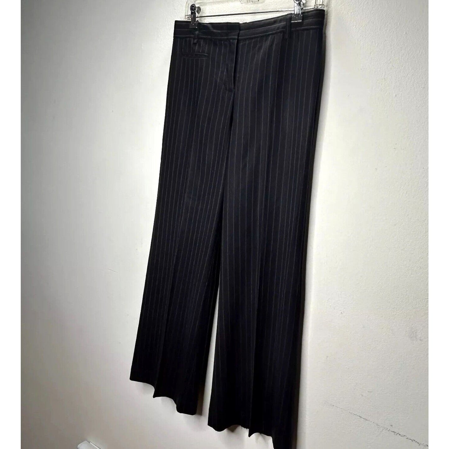 BCBGMAXAZARIA Black w/ Brown & White Pinstripe Wide Leg Zip Up Camilla Pant 2