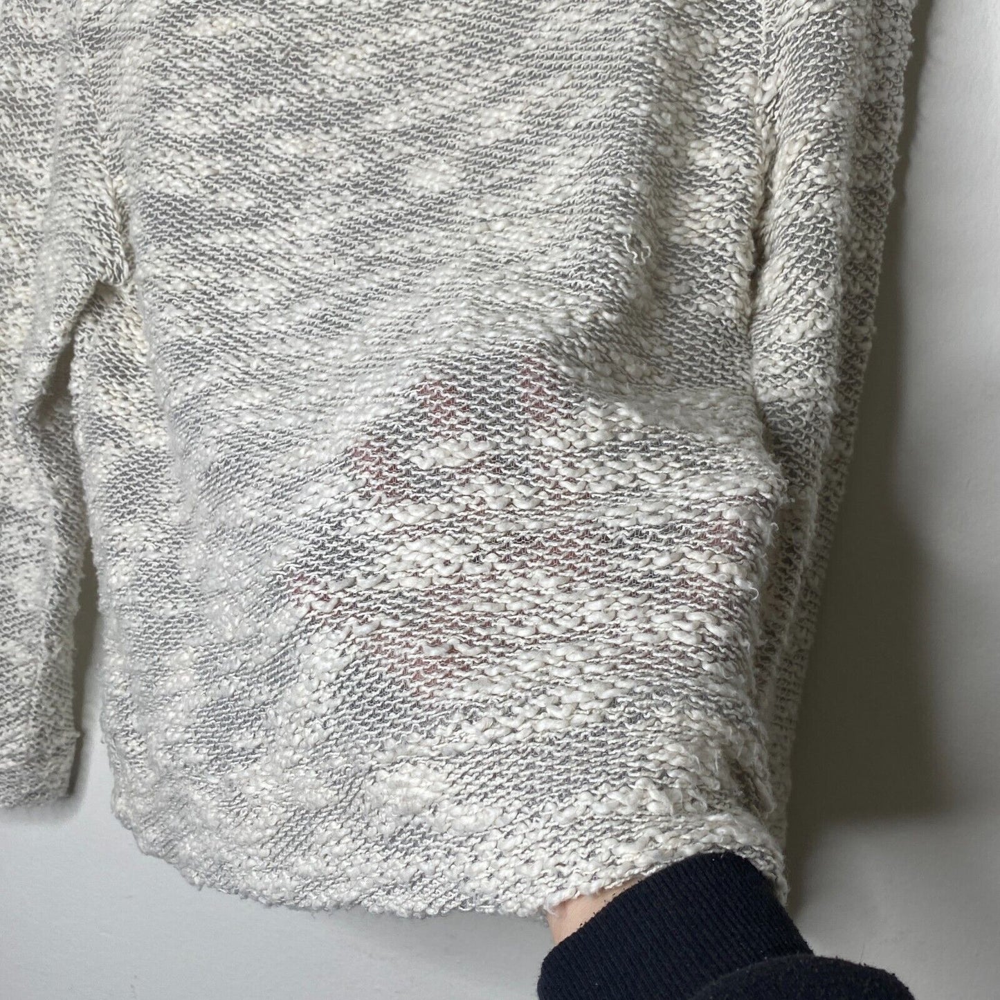 Ace Delivery Off White Cream Gray Marled Light Weight Boucle Sweater Size XS