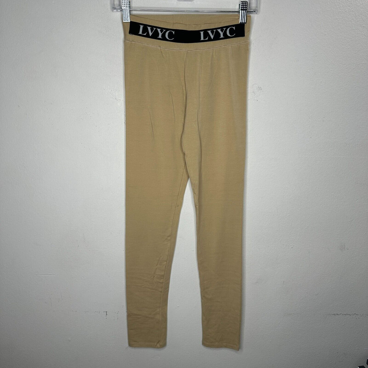 LVYC Les Vertes Yacht Club Tan Leggings Black LVYC logo Waist Medium