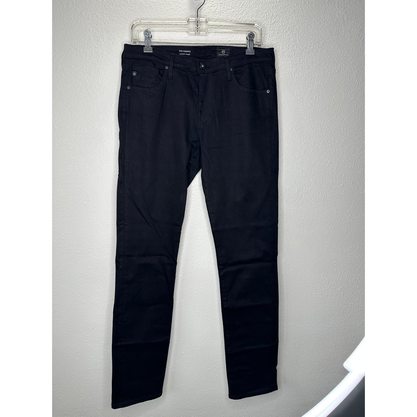 AG The Harper Essential Straight Leg Black Jeans 30R