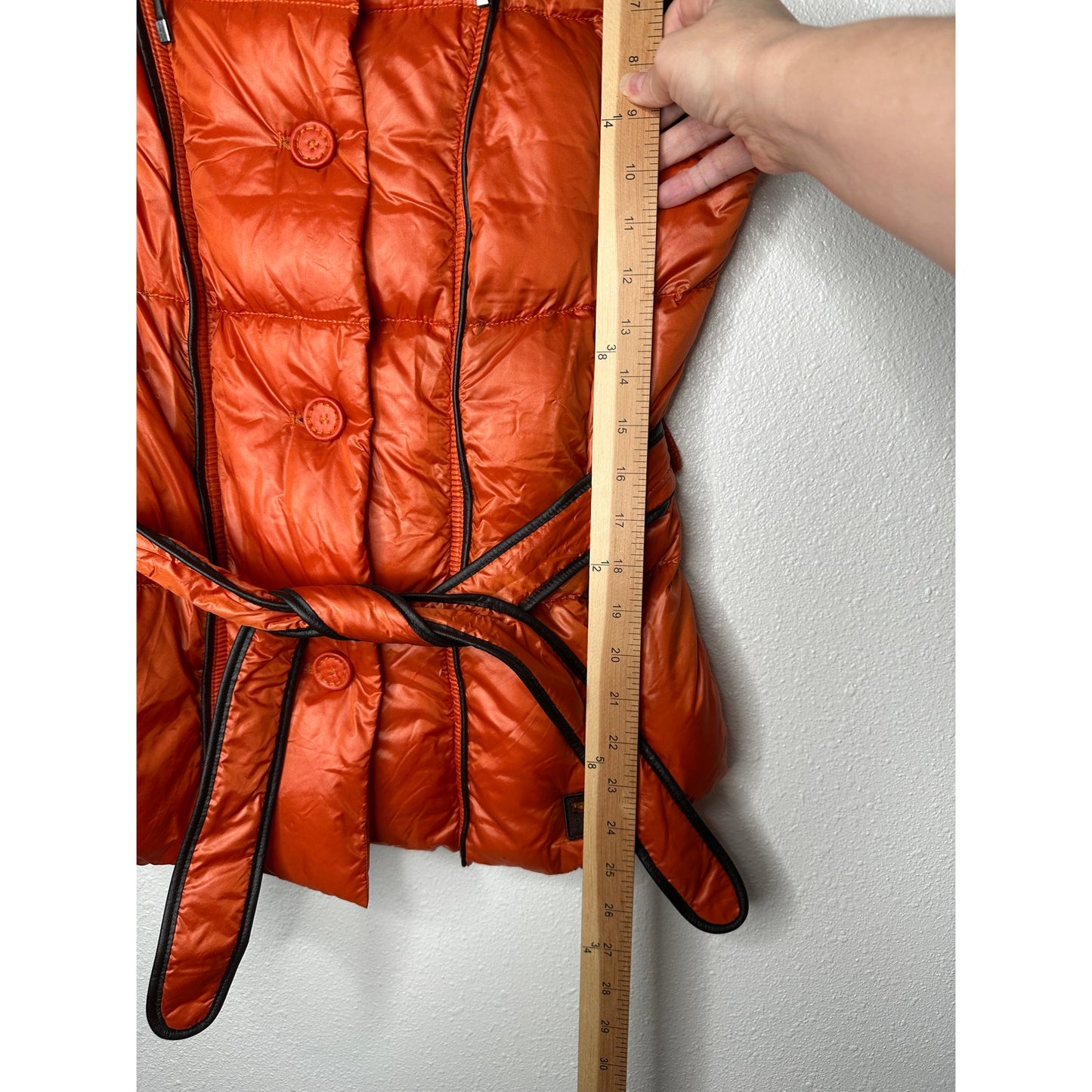 Escada Sport Orange Goose Down Quilted Puffer Belted Vest 38 / 8