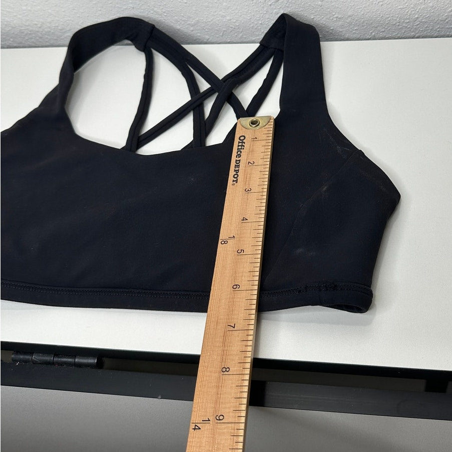 Lululemon Black Round Neck Strappy Racerback Energy Bra 6