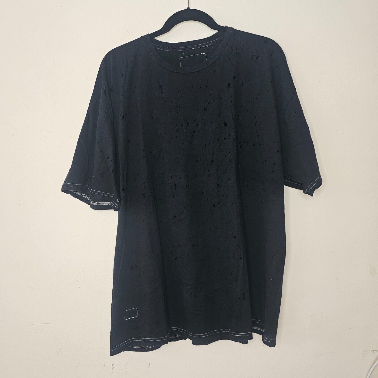 U.S. Alteration Vintage Black Distressed Short Sleeve Round Neck T-shirt XXL