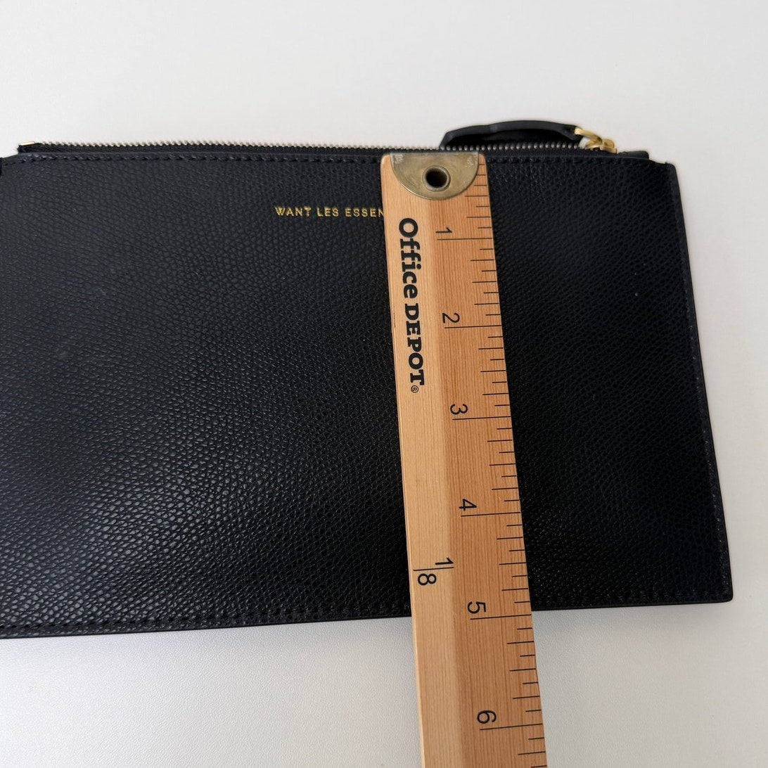 NWOT Want Les Essentiels Black Leather Zip Wallet Clutch Pouch
