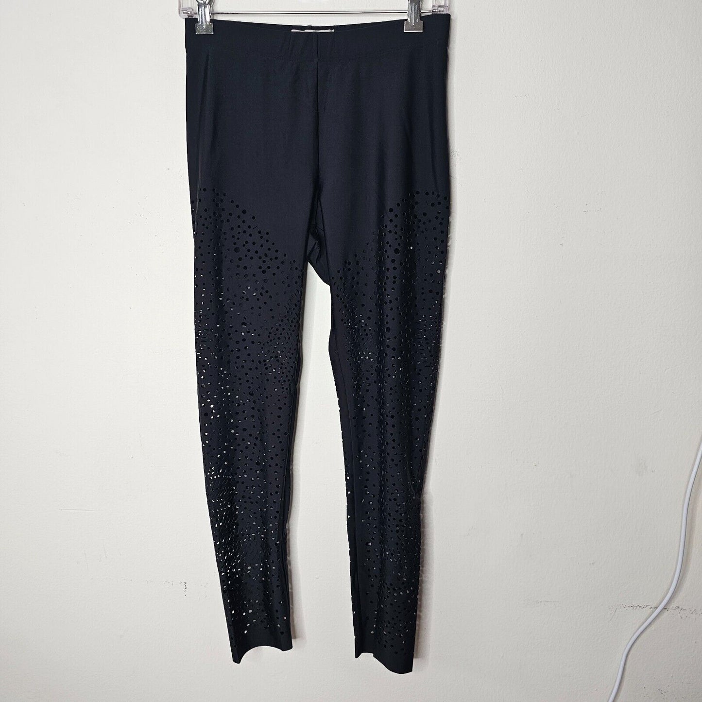 Willow Jet Black Laser Cut Design High Waist Stretch Legging Pants Medium