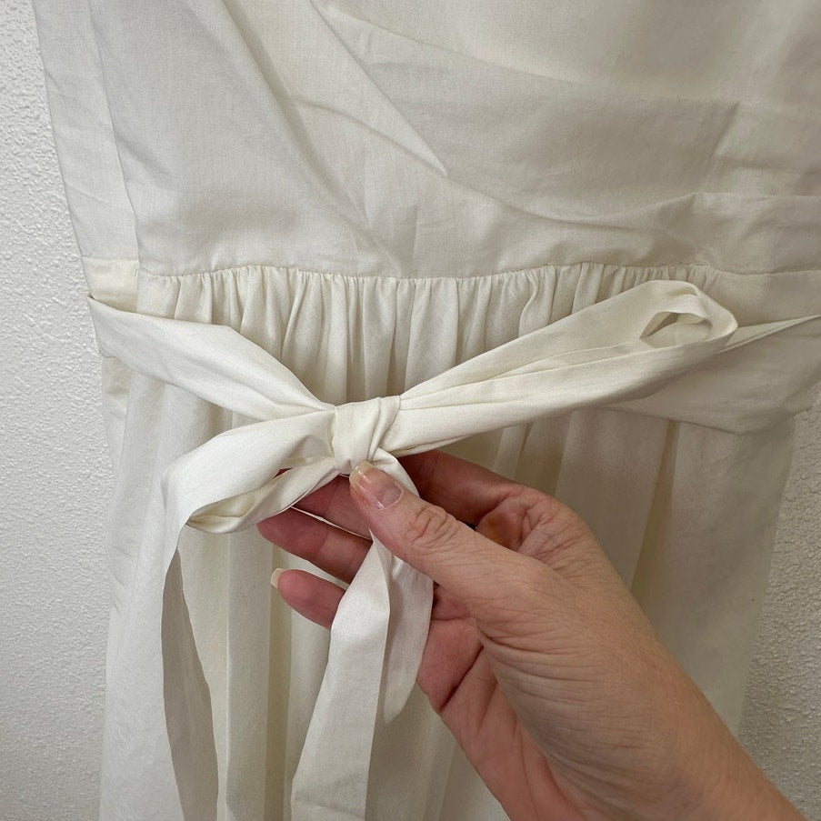 Trina Turk Cream Pleated Vneck Faux Wrap Tie Belt Dress 2