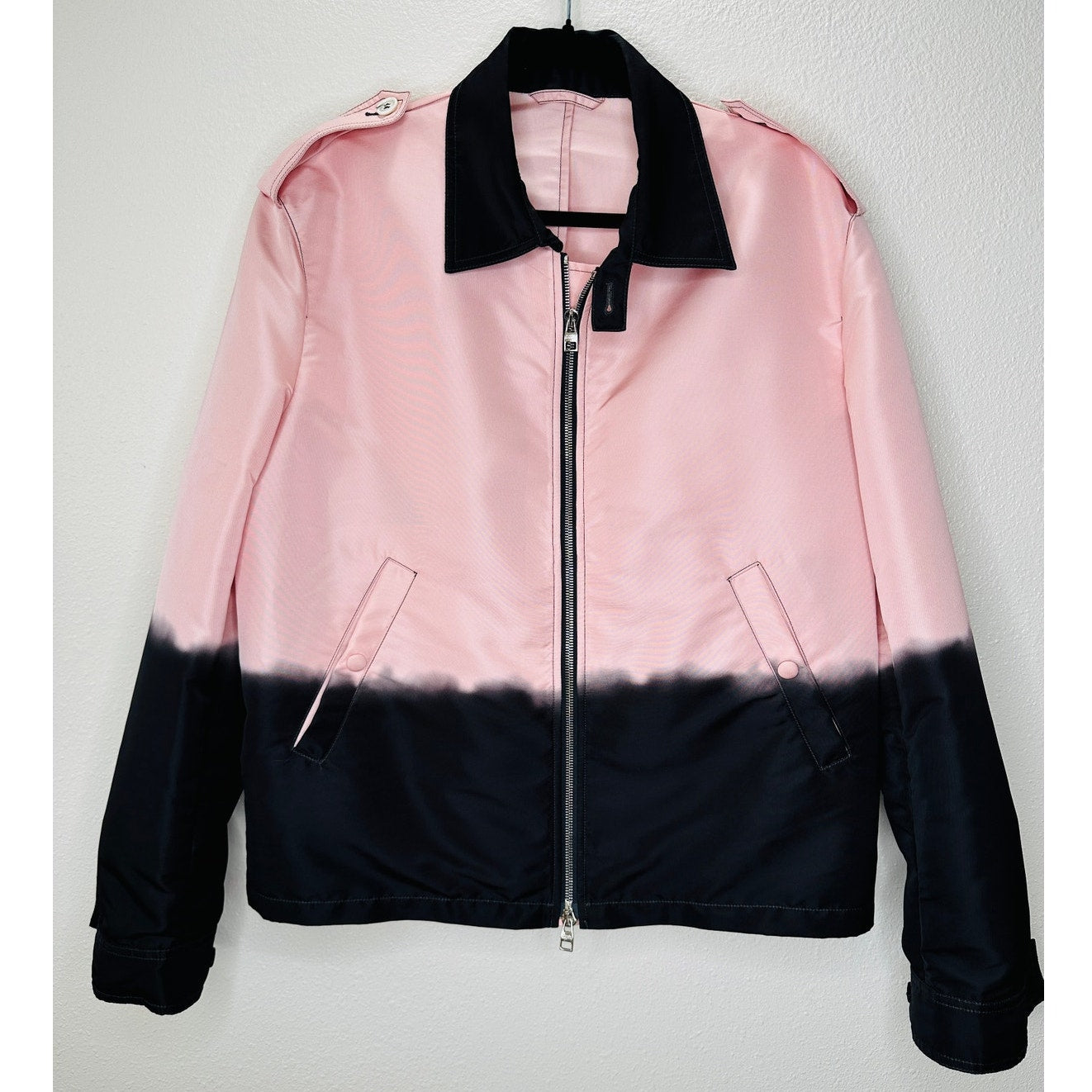 Alexander McQueen Pink & Black Dip Dye Front Zip Jacket 50 / Large