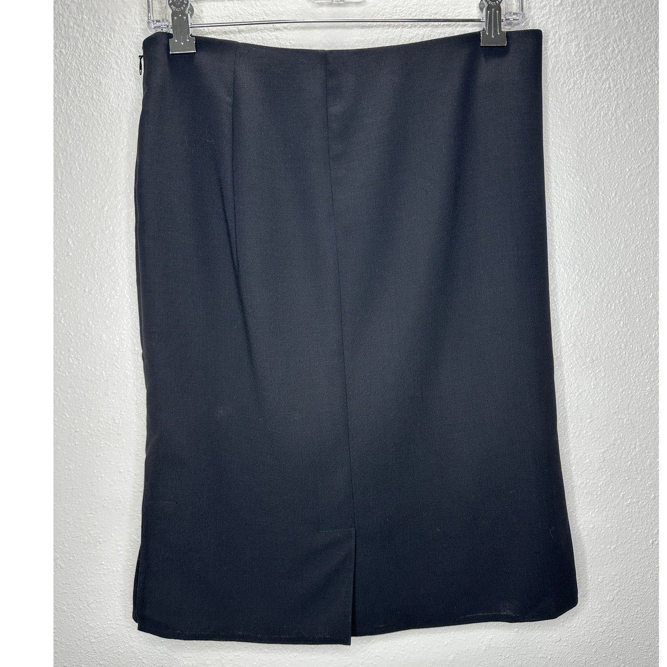 Akris Black Wool Blend Pencil Skirt 4 Hem Slits Front & Side Zippers 6