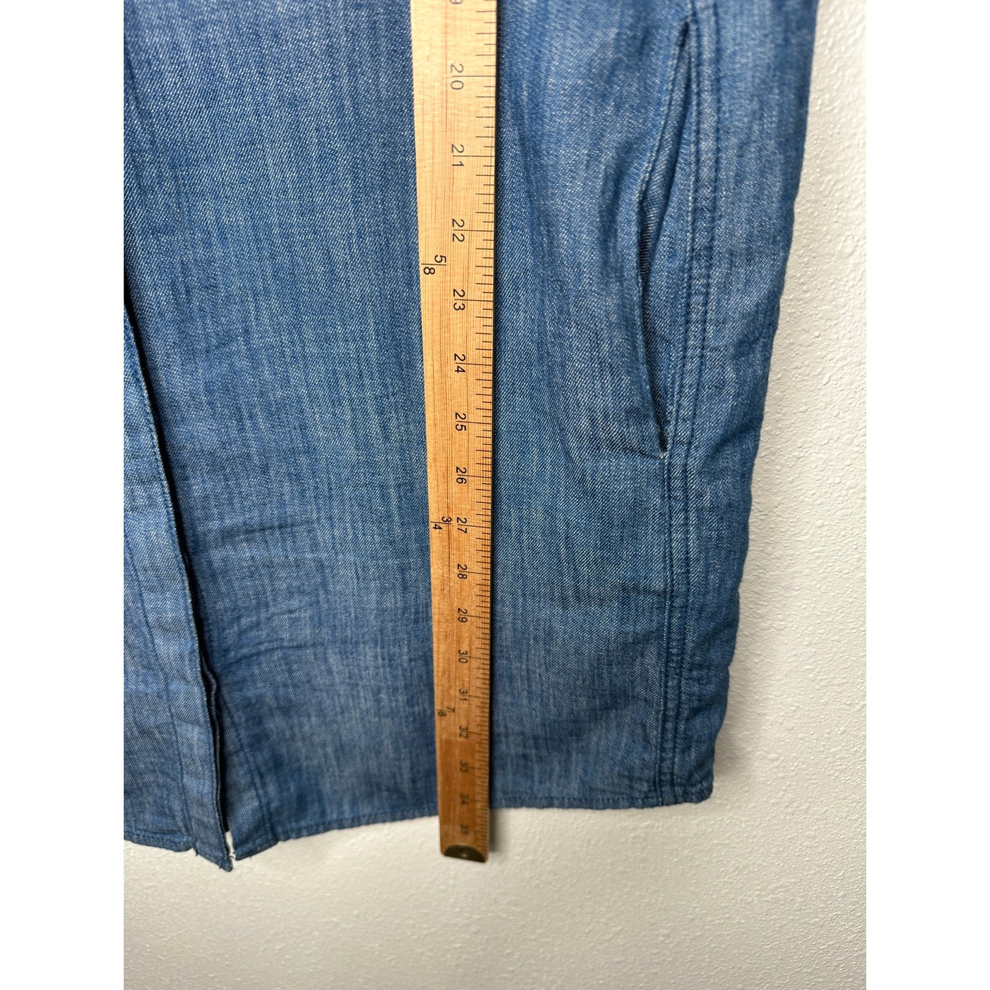 Blank NYC Medium Blue Denim Short Sleeve Pocket Jean Shirt Dress S