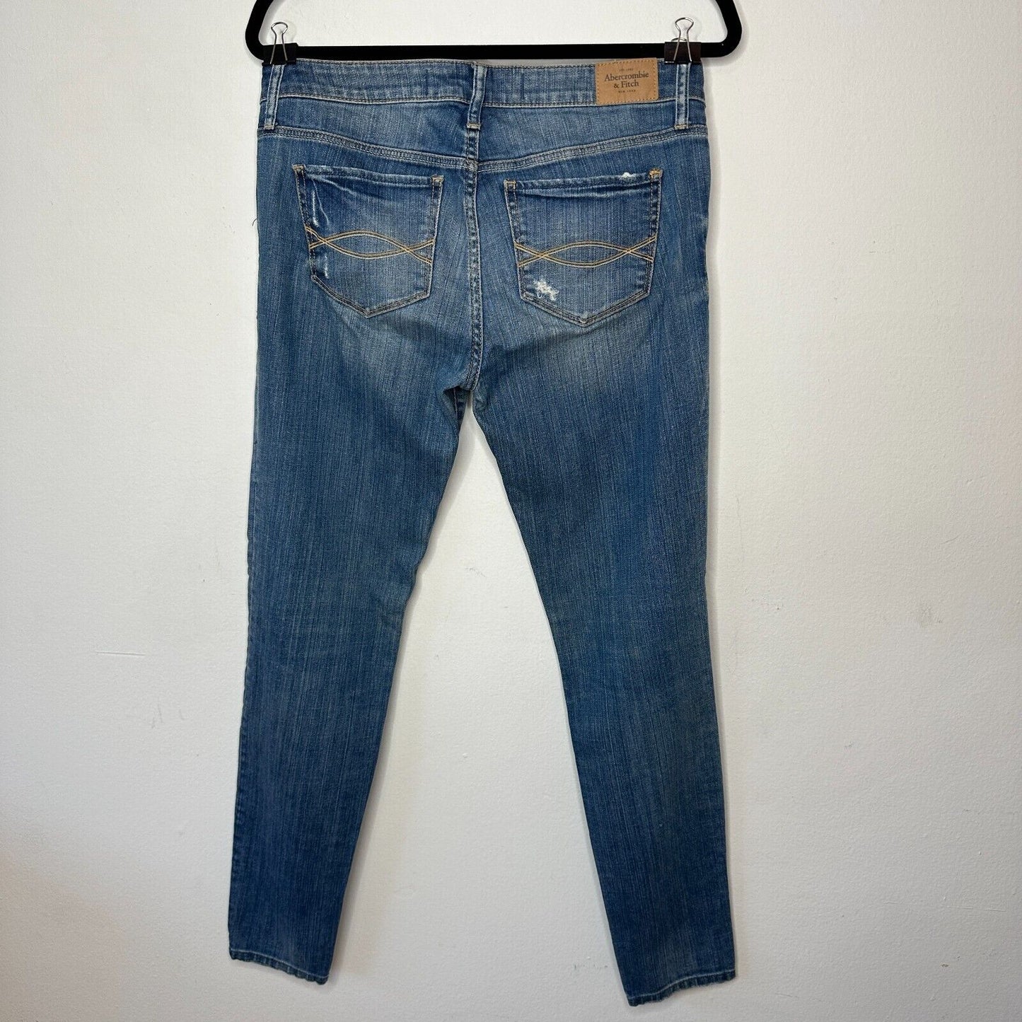 Abercrombie & Fitch Blue Super Skinny Mid Rise Distress Jeans 5-Pocket 28 / 29
