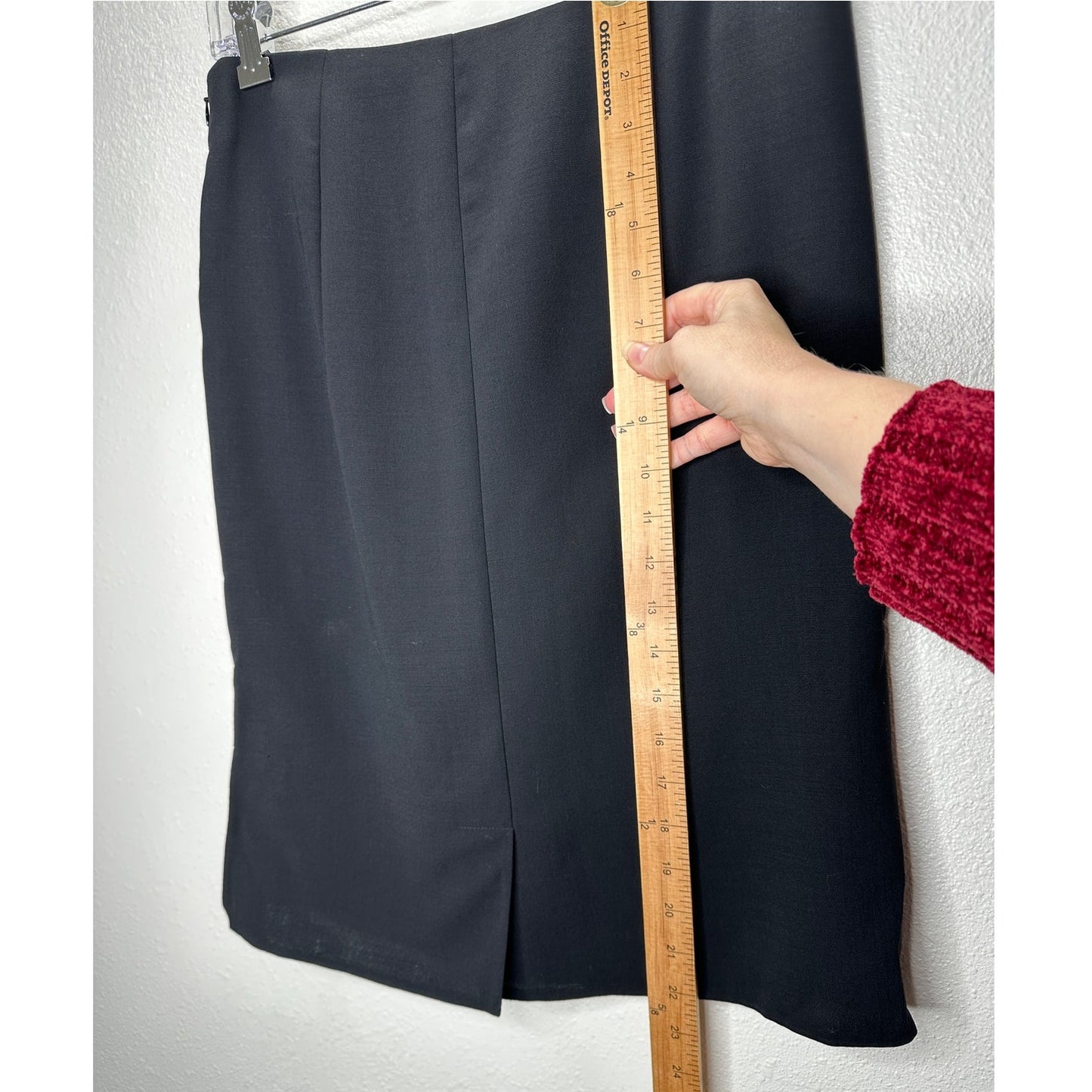 Akris Black Wool Blend Pencil Skirt 4 Hem Slits Front & Side Zippers 6