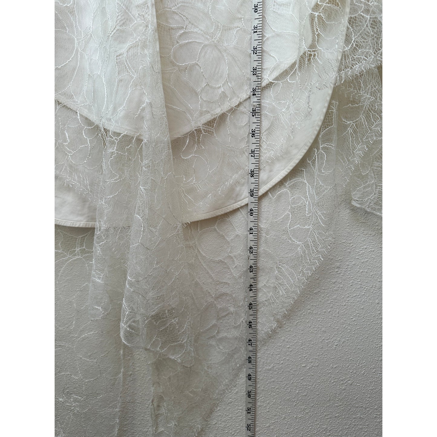 Danielle Frankel Shirt Dress Ivory Lace Trim Women's L