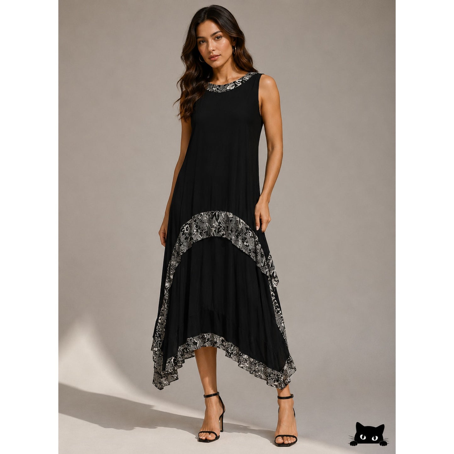 JW Anderson Black White Print Pleat Sleeveless High Neck Low Back Midi Dress 10