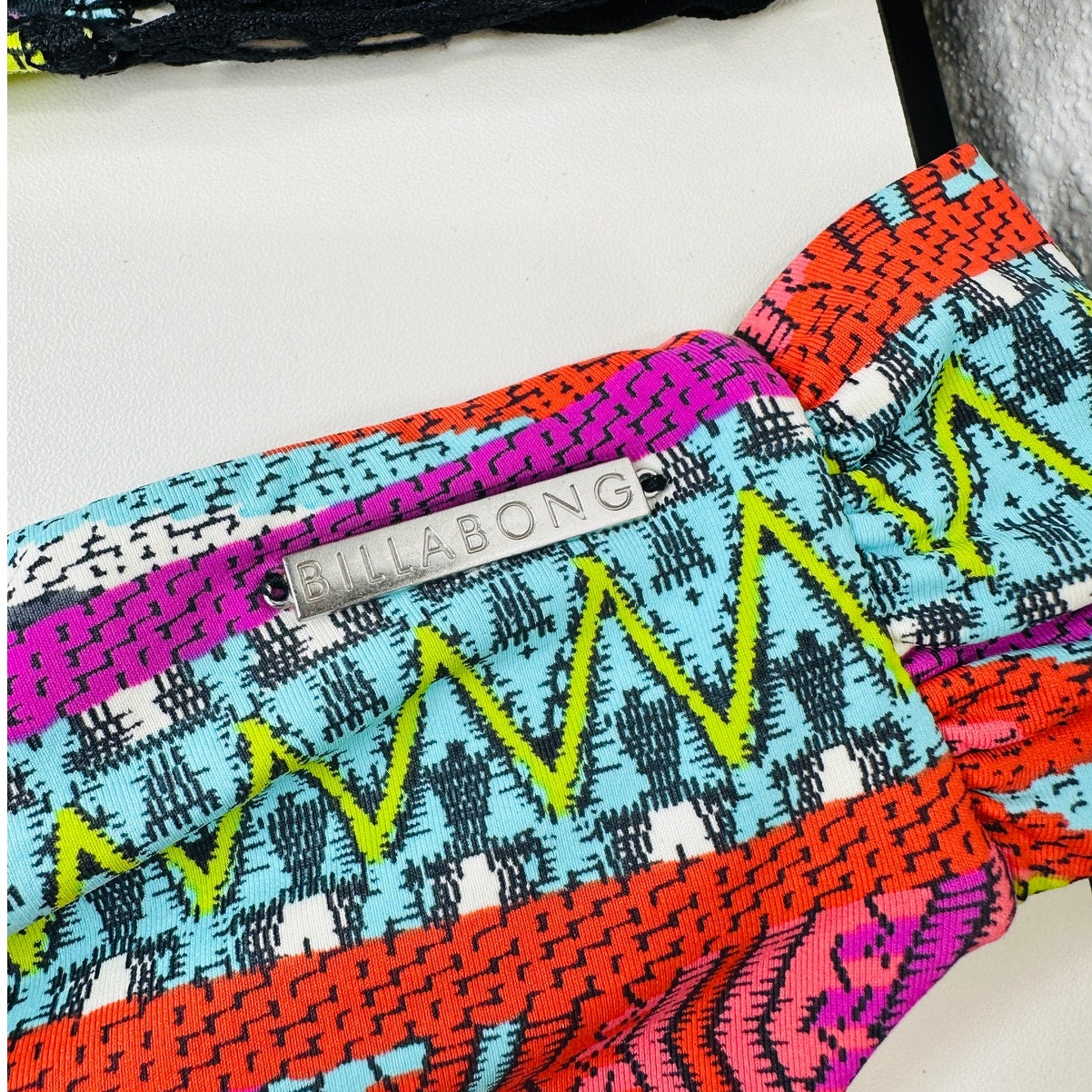 Billabong Black Blue Purple Green Multi Abstract Print Bikini M