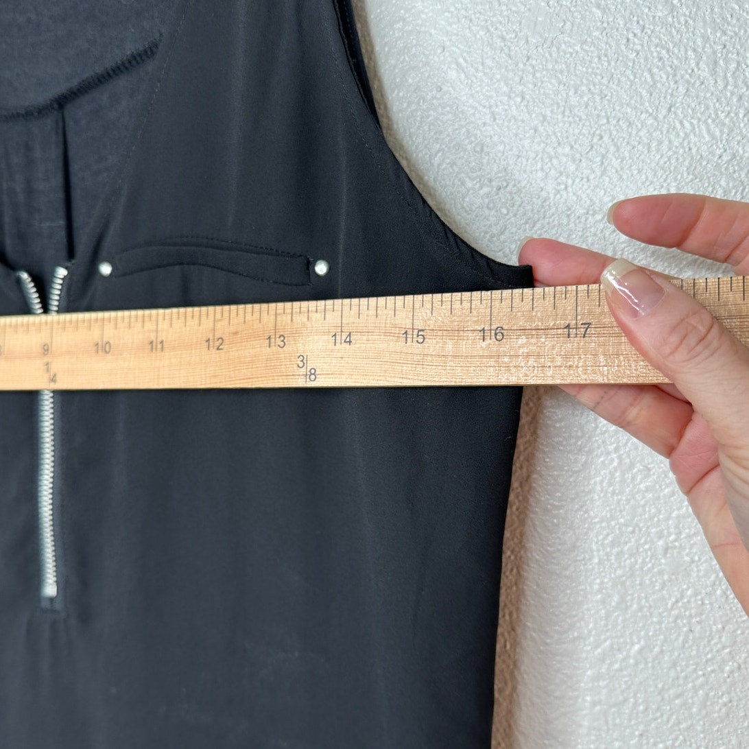 Best Mountain Black Zip V-Neck Sleeveless Tank Top S