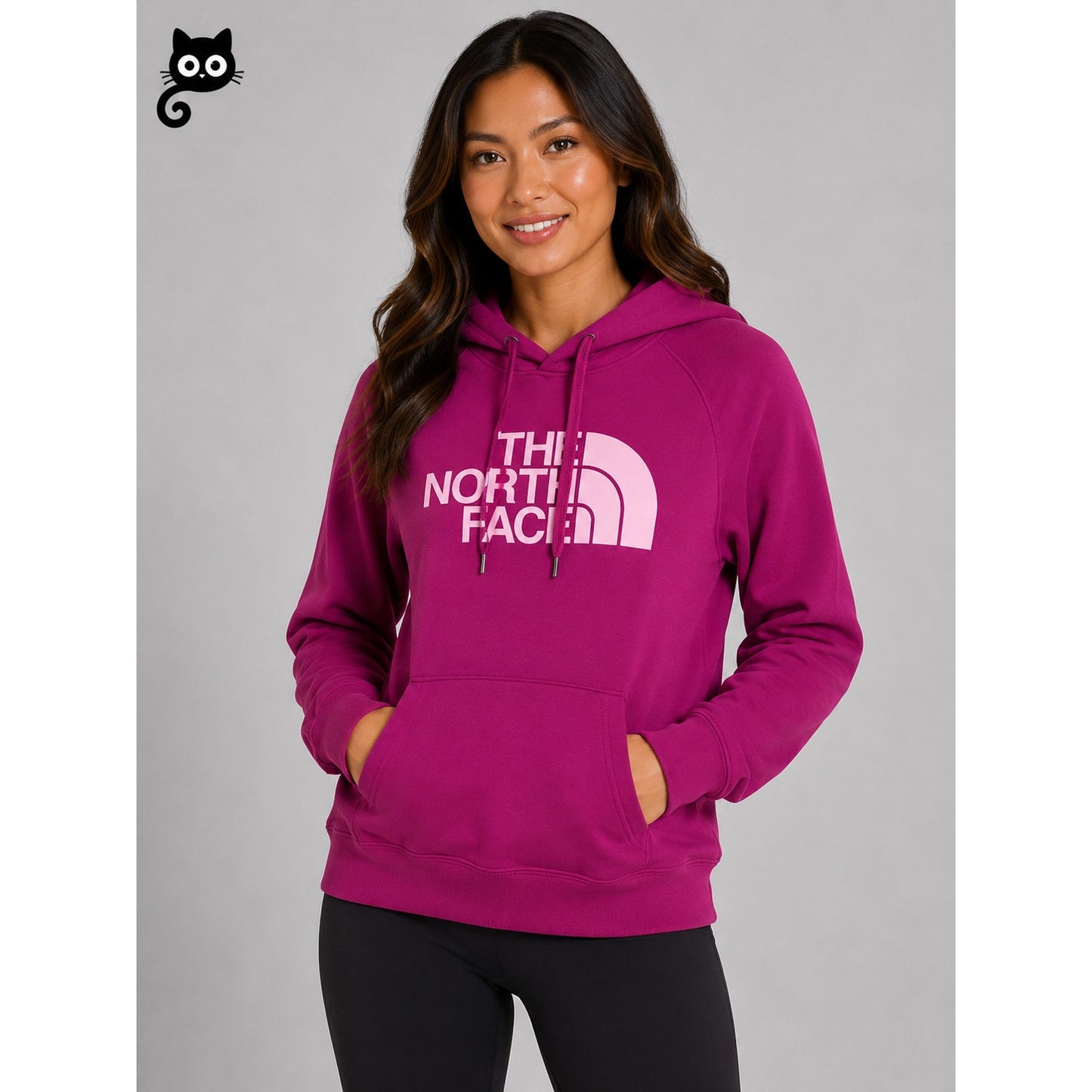 Northface Purple & Pink Logo Hooded Front Pocket Sweatshirt