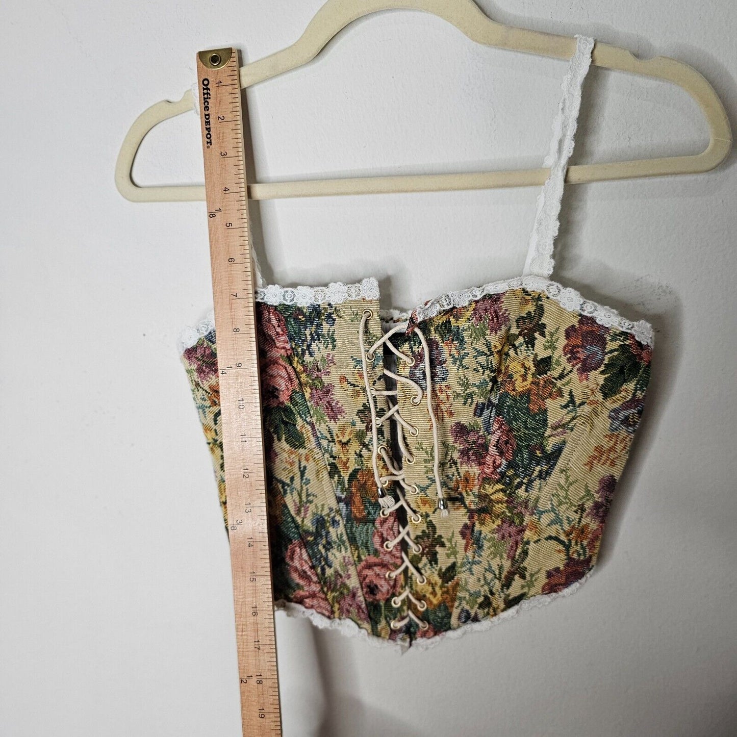 Finesse Antoinette Sexy Tapestry Royalty Top Front Lace Up Tie Corset XS